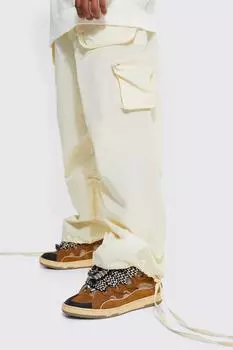 Брюки-грузовые парашюты с эластичной поясной поясой Boohoo, экру