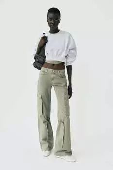 Брюки-грузовые trf ZARA, зеленый