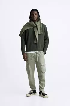 Брюки-грузовые ZARA, хаки