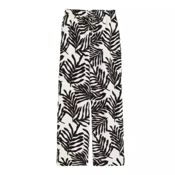 Брюки H&M Linen-blend Pull-on, черный/белый