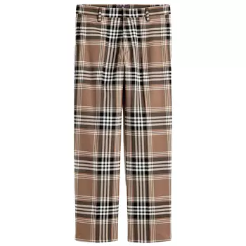 Брюки H&M Plaid Relaxed Fit, темно-бежевый