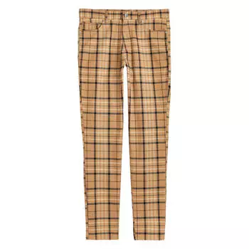Брюки H&amp;M Сhecked Skinny Fit Twill, бежевый/коричневый