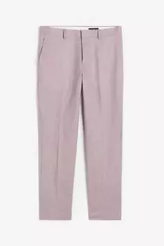 Брюки H&amp;M Slim Fit Linen Suit, розовый