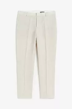 Брюки H&M Slim Fit Linen Suit, светло-бежевый