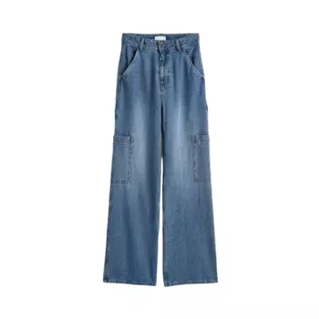 Брюки H&amp;M Wide-leg Cargo, синий