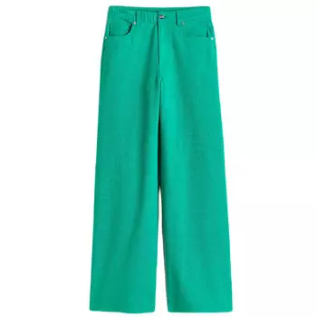Брюки H&amp;M Wide-Leg Twill, зеленый