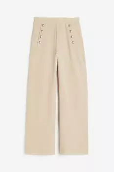 Брюки H&M Button-front, бежевый