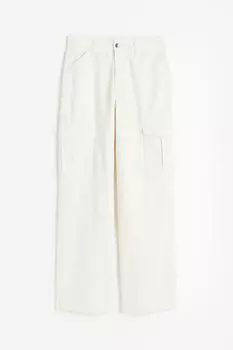 Брюки H&M Denim Cargo, кремовый