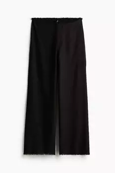 Брюки H&M Frayed-edge Linen-blend, черный