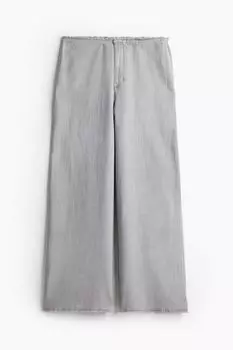 Брюки H&M Frayed-edge Linen-blend, серый