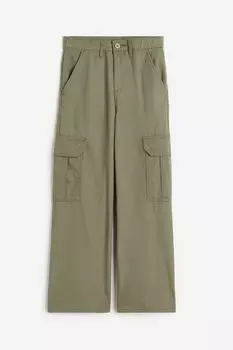 Брюки H&M Kids Wide-leg Cargo, хаки