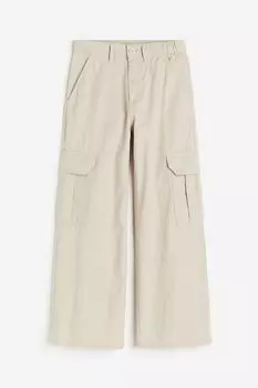 Брюки H&M Kids Wide-leg Cargo, светло-бежевый