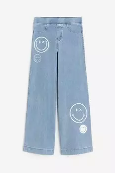 Брюки H&M Kids Wide-leg Printed SmileyWorld, синий