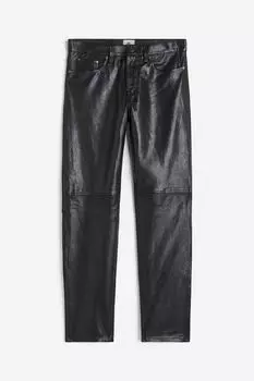 Брюки H&M Leather, черный