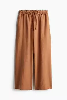 Брюки H&M Linen-blend, коричневый