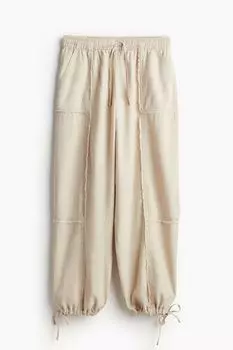 Брюки H&M Linen-blend Parachute, светло-бежевый