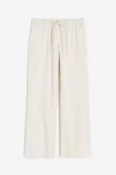 Брюки H&M Linen-blend Pull-on, светло-бежевый