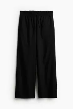 Брюки H&M Linen-blend Pull-on, черный