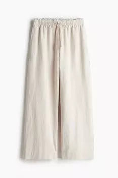 Брюки H&M Linen-blend, светло-бежевый
