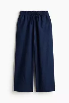 Брюки H&M Linen-blend, темно-синий