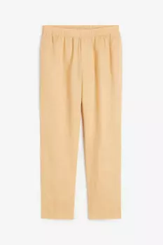 Брюки H&M Lniane Regular Fit, светло-бежевый