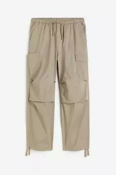Брюки H&M Loose Fit Cargo, бежевый
