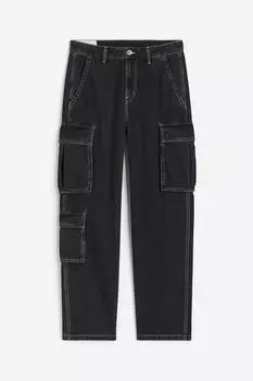 Брюки H&M Loose Fit Cargo, черный