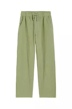 Брюки H&M Loose Fit Linen-blend, светло-зеленый