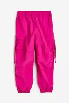 Брюки H&M Low-waist Parachute, розовый