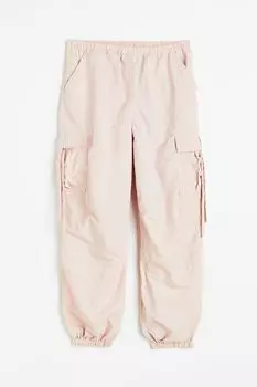 Брюки H&M Low-waist Parachute, светло-розовый