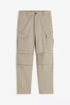 Брюки H&M Regular Fit Cargo, бежевый