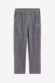 Брюки H&M Regular Fit Corduroy Cargo, серый