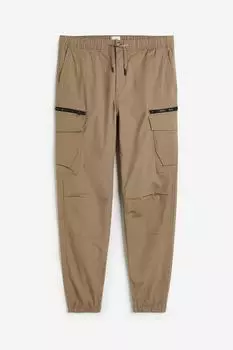 Брюки H&M Regular Fit Ripstop Cargo, бежевый