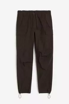 Брюки H&M Regular Fit Ripstop Cargo, темно-коричневый