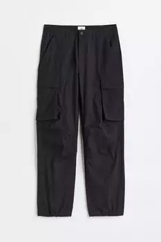 Брюки H&M Relaxed Fit Cargo, черный