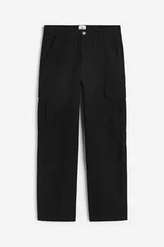 Брюки H&M Relaxed Fit Cargo, черный