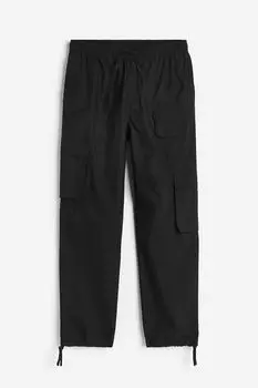 Брюки H&M Relaxed Fit Cargo, черный