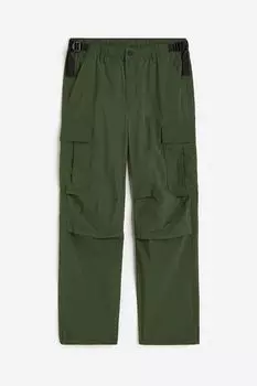 Брюки H&M Relaxed Fit Cargo, темно-зеленый