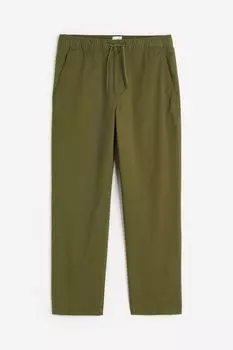 Брюки H&M Relaxed Fit Twill Pull-on, хаки
