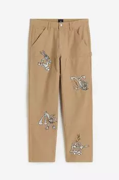 Брюки H&M Relaxed Fit Work Looney Tunes, бежевый