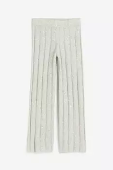 Брюки H&M Rib-knit, светло-серый