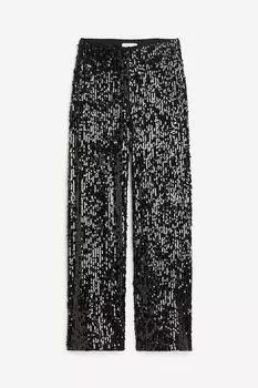 Брюки H&M Sequined, черный