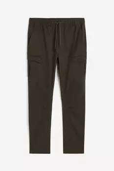 Брюки H&M Skinny Fit Cargo, темно-зеленый