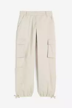 Брюки H&M Twill Cargo, бежевый