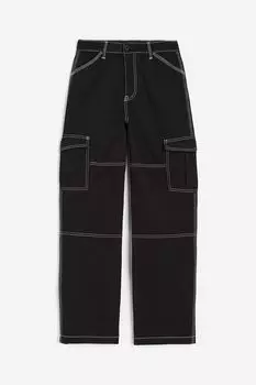 Брюки H&M Twill Cargo, черный