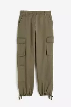 Брюки H&M Twill Cargo, хаки