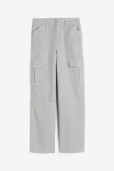 Брюки H&M Twill Cargo, светло-серый