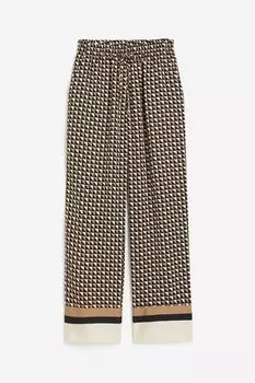 Брюки H&M Twill Drawstring, темно-бежевый