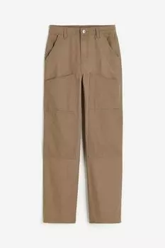 Брюки H&M Twill Worker, серо-коричневый