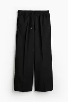 Брюки H&M Wide-cut Pull-on, черный